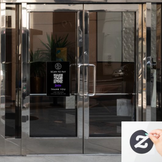 Professionele Zelle QR Code Scan om te betalen Log Raamsticker (Kantoordeur)