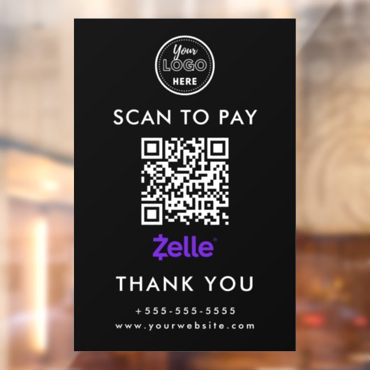 Professionele Zelle QR Code Scan om te betalen Log Raamsticker (Vel 2)