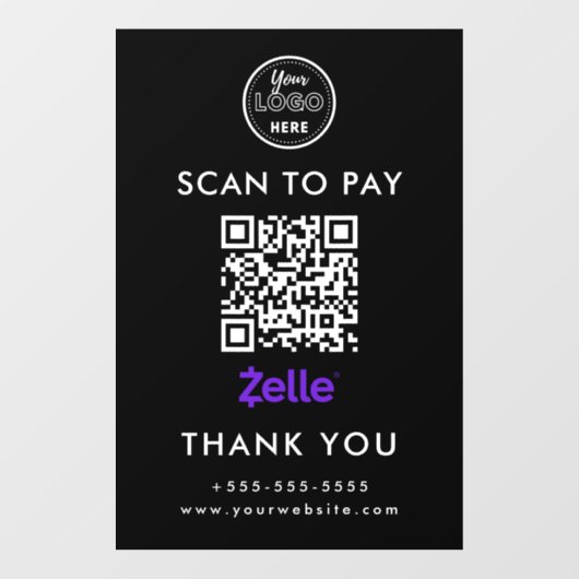 Professionele Zelle QR Code Scan om te betalen Log Raamsticker (Vel)