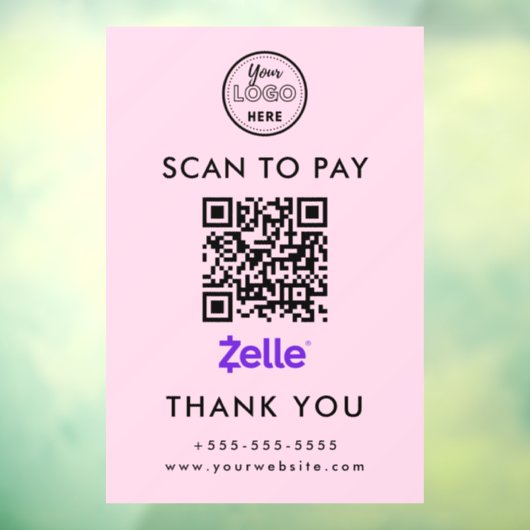 Professionele Zelle QR Code Scan om te betalen Log Raamsticker (Vel 3)