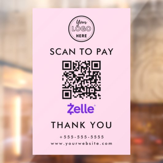 Professionele Zelle QR Code Scan om te betalen Log Raamsticker (Vel 2)