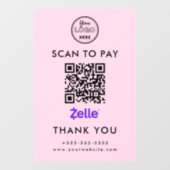 Professionele Zelle QR Code Scan om te betalen Log Raamsticker (Vel)