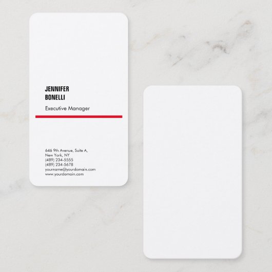 Professionele zijde minimalistisch rood wit visitekaartje (Voorkant / Achterkant)