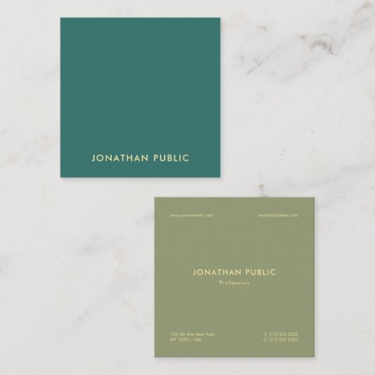 Professionele zijdeafwerking - Premium modern eleg Vierkante Visitekaartje (Voorkant / Achterkant)