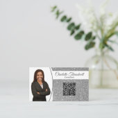Professionele zilver Glitter Custom Photo QR Visitekaartje (Staand voorkant)