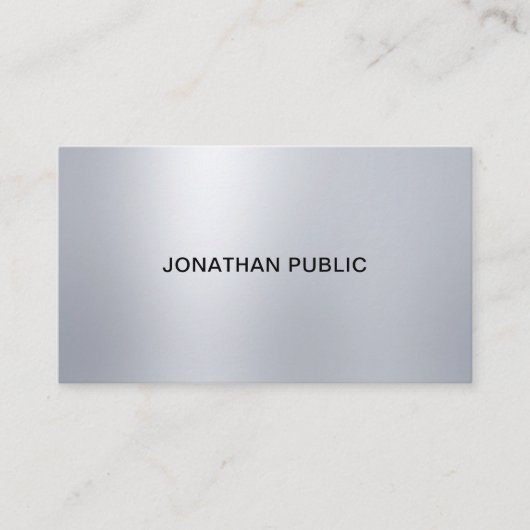 Professionele zilveren blikjes met elegant modern visitekaartje (Voorkant)