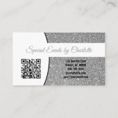 Professionele Zilveren Glitter Aangepaste Foto QR Visitekaartje (Achterkant)
