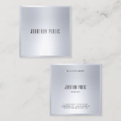 Professionele zilveren look elegante moderne Sjabl Vierkante Visitekaartje (Voorkant / Achterkant)