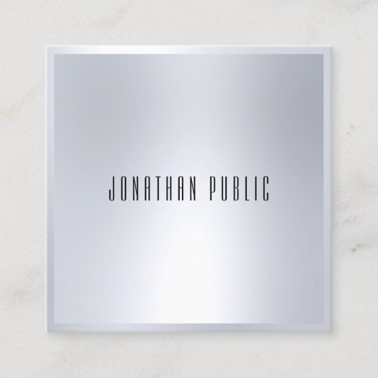 Professionele zilveren look elegante moderne Sjabl Vierkante Visitekaartje (Voorkant)