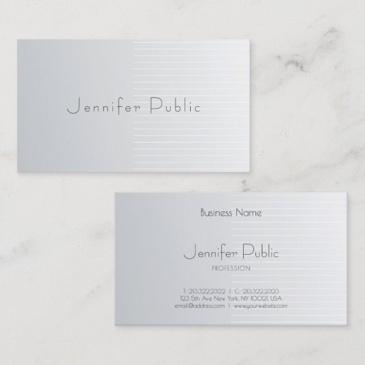 Professionele zilveren Sjabloon Elegant Modern Tre Visitekaartje (Voorkant / Achterkant)