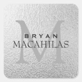 Professionele zilverfolie Monogram Sticker (Voorkant)