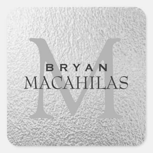 Professionele zilverfolie Monogram Sticker (Voorkant)