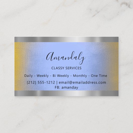 Professionele zilvergrijze elegant blauw omber visitekaartje (Achterkant)