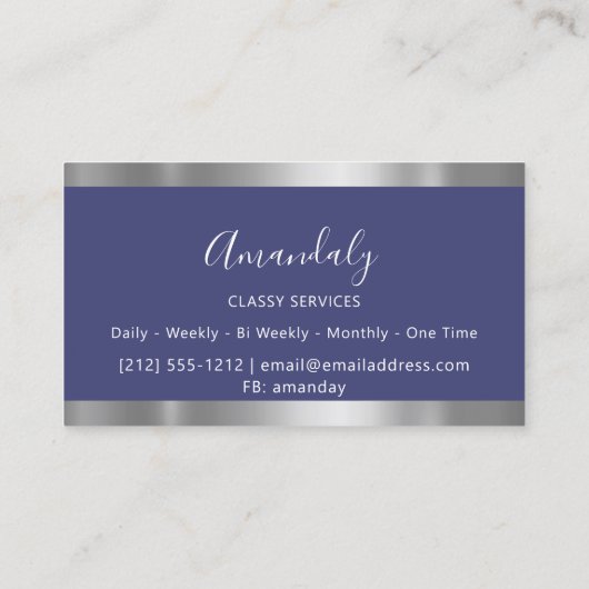 Professionele zilvergrijze legante marine visitekaartje (Achterkant)