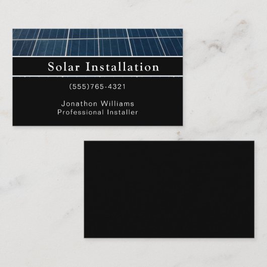 Professionele zonne-energie-indruppelingsservice visitekaartje (Voorkant / Achterkant)