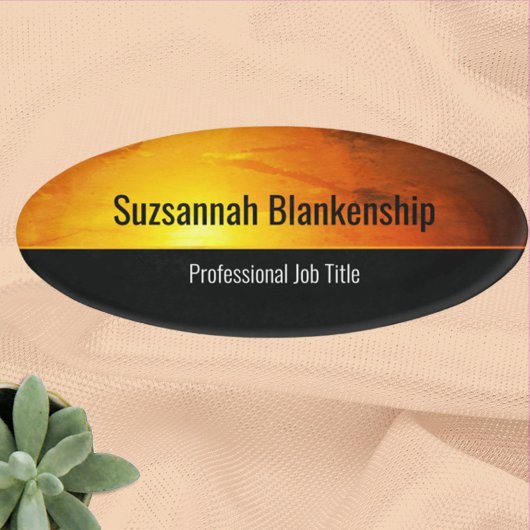 Professionele zonneschijn Oranje Naambadge