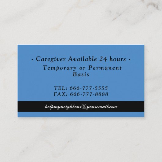 Professionele zorgverlener Behulpzaam Assistent fo Visitekaartje (Achterkant)