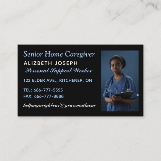 Professionele zorgverlener Behulpzaam Assistent fo Visitekaartje (Voorkant)