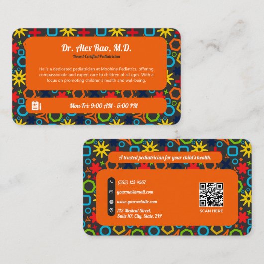 Professionele zorgverlener (kinderarts) visitekaartje (Voorkant / Achterkant)