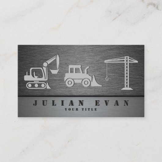 Professionele zware bouwmachines metaal visitekaartje (Voorkant)