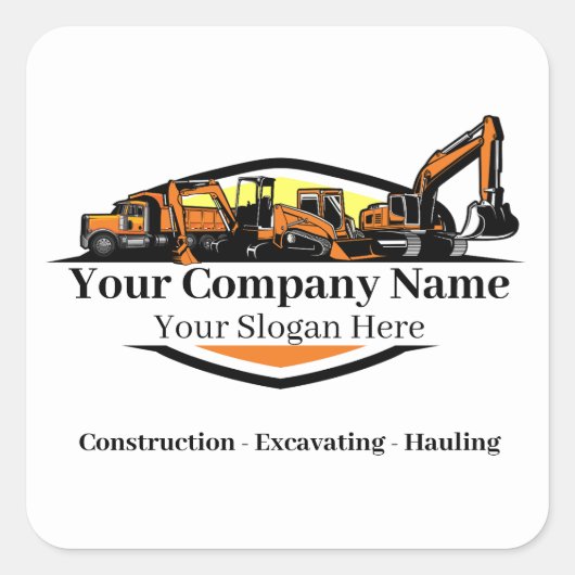 Professionele Zware Bouwmaterialen Constructiebedr Vierkante Sticker (Voorkant)
