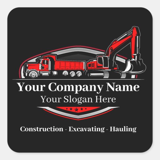 Professionele Zware Bouwmaterialen Constructiebedr Vierkante Sticker (Voorkant)