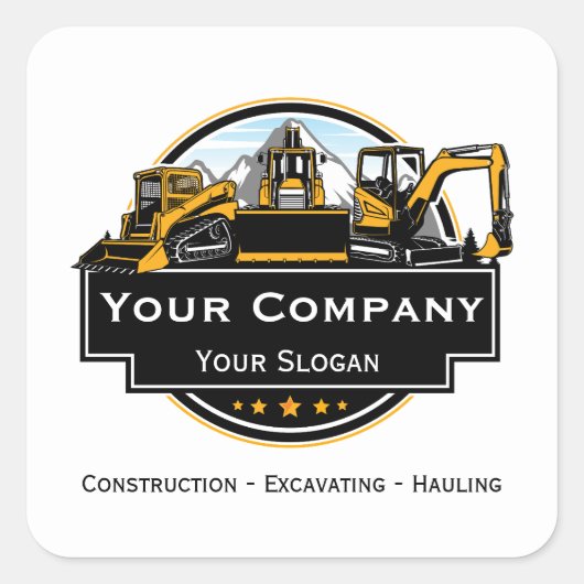 Professionele Zware Bouwmaterialen Constructiebedr Vierkante Sticker (Voorkant)