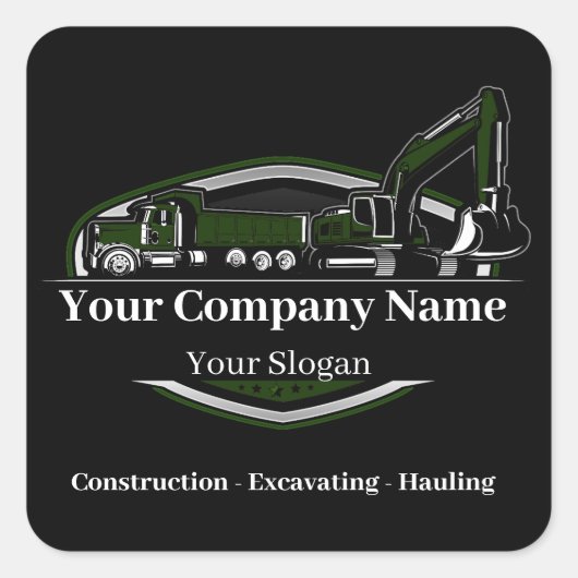 Professionele Zware Bouwmaterialen Constructiebedr Vierkante Sticker (Voorkant)