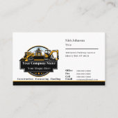 Professionele Zware Bouwuitrusting Constructiebedr Visitekaartje (Voorkant)