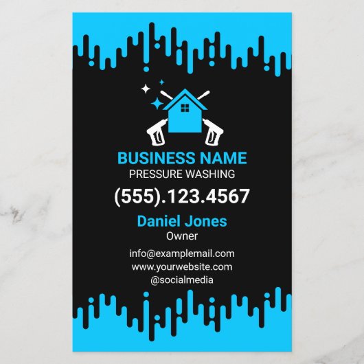 Professionele zwart-blauwe druk wassen flyer (Voorkant)