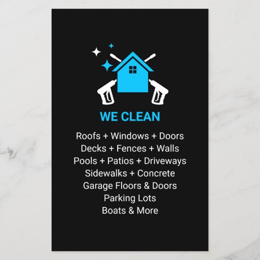 Professionele zwart-blauwe druk wassen flyer (Achterkant)