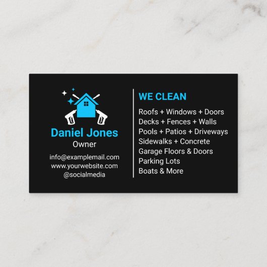 Professionele zwart-blauwe druk wassen visitekaartje (Achterkant)