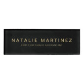 Professionele zwart en gouden magnetische medewerk naambadge (Voorkant)