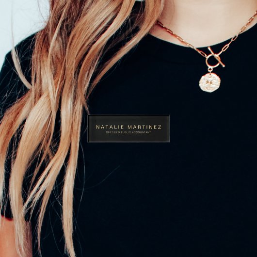 Professionele zwart en gouden magnetische medewerk naambadge