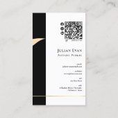 Professionele Zwart en Gouden Quill Notaris Openba Visitekaartje (Achterkant)