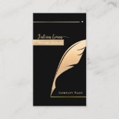 Professionele Zwart en Gouden Quill Notaris Openba Visitekaartje (Voorkant)