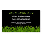 Professionele zwart en groen gras gazon service magnetisch visitekaartje (Voorkant)