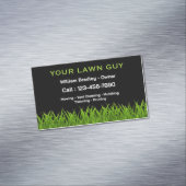 Professionele zwart en groen gras gazon service magnetisch visitekaartje (Voorbeeld)