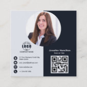 Professionele zwart en wit voeg de Code van QR van Vierkante Visitekaartje (Voorkant)