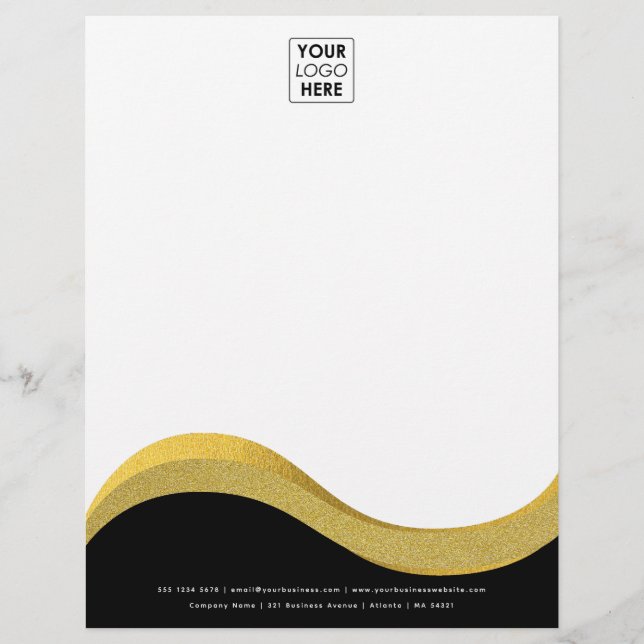 Professionele Zwart Goud Business Logo Letterhead Briefhoofd (Voorkant)