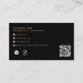 Professionele Zwart Goud Foto Notaris Zakelijk QR Visitekaartje (Achterkant)