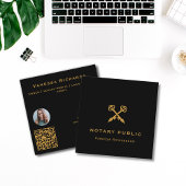 Professionele Zwart & Goud Gekruist Pennen QR Code Vierkante Visitekaartje