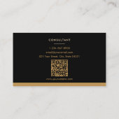 Professionele Zwart Goud Luxe Minimalistische QR C Visitekaartje (Achterkant)