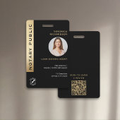 Professionele Zwart & Goud Notaris QR Code Foto-ID Badge