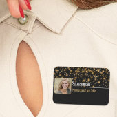 Professionele Zwart & Gouden Bokeh Aangepaste Foto Naamplaatje