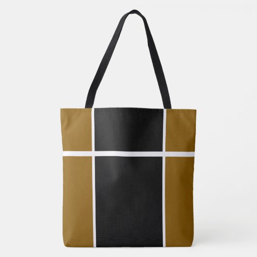 Professionele Zwart Gouden Bruin Racing Stripes Tote Bag (Voorkant)