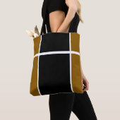 Professionele Zwart Gouden Bruin Racing Stripes Tote Bag (Dichtbij)