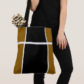 Professionele Zwart Gouden Bruin Racing Stripes Tote Bag (Dichtbij)