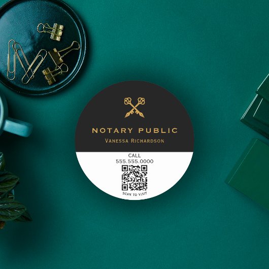 Professionele Zwart & Gouden Kruis Sleutel Pennen  Ronde Sticker