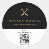 Professionele Zwart & Gouden Kruis Sleutel Pennen  Ronde Sticker (Voorkant)